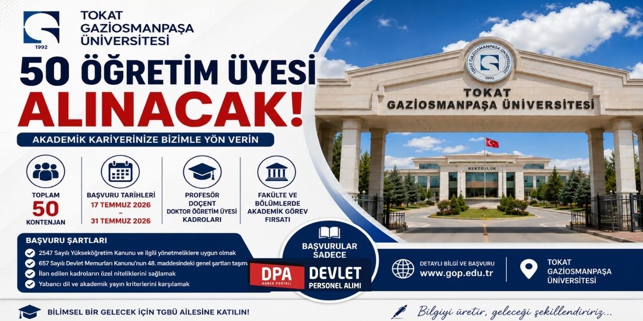 Tokat Gaziosmanpaşa Üniversitesi 50 Personel Alımı 2026 | Başvuru Şartları
