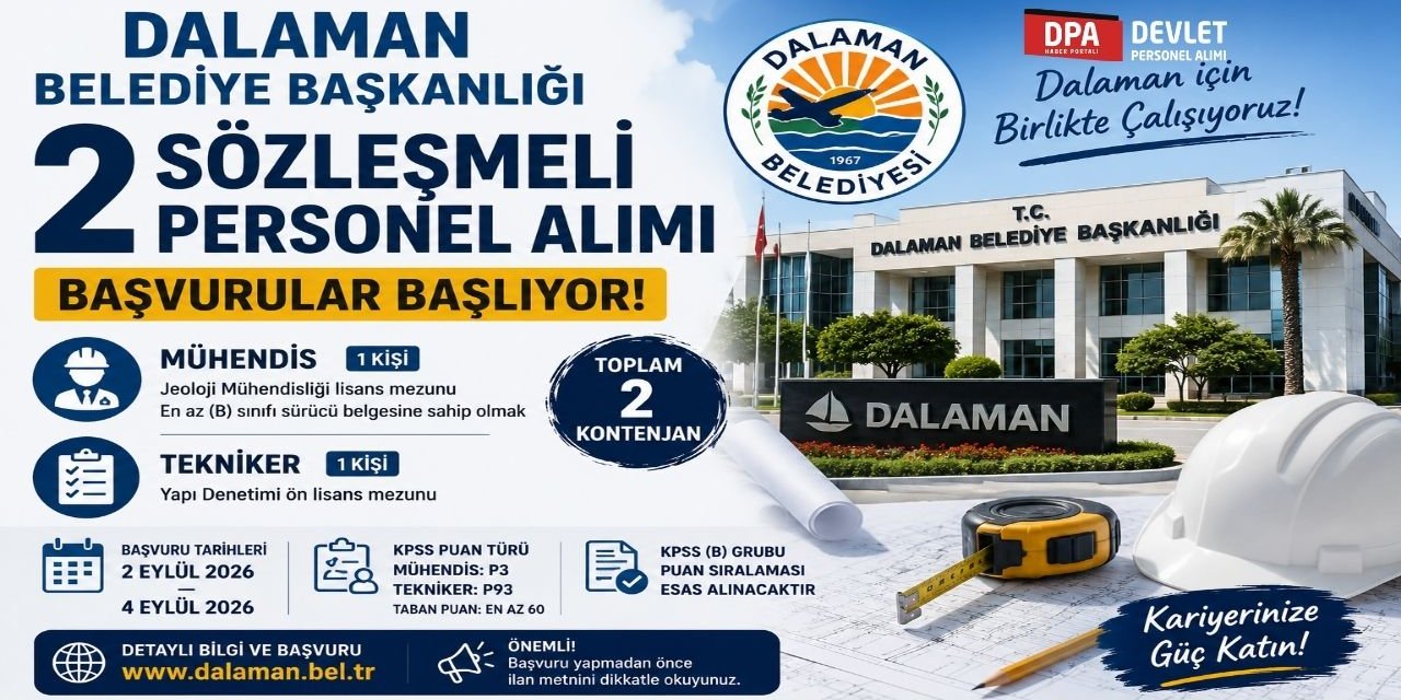 Dalaman Belediye 2 Personel Alımı 2026 | Başvuru Rehberi