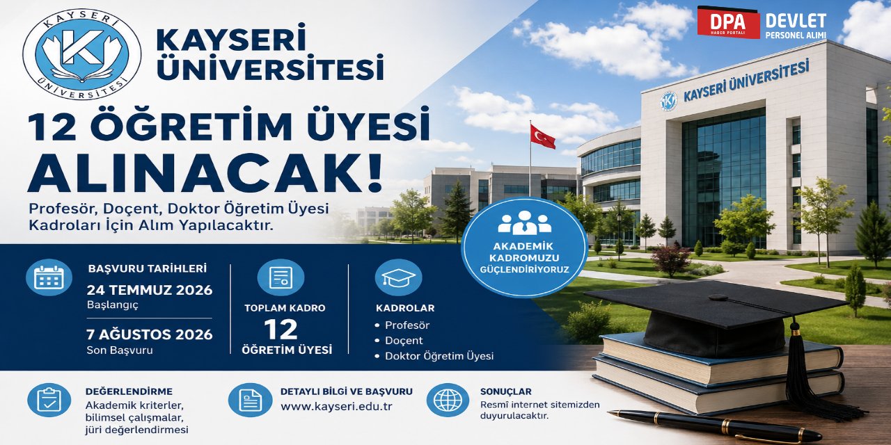 Kayseri Üniversitesi 12 ÖĞRETİM ÜYESİ ALACAK | Başvuru Şartları