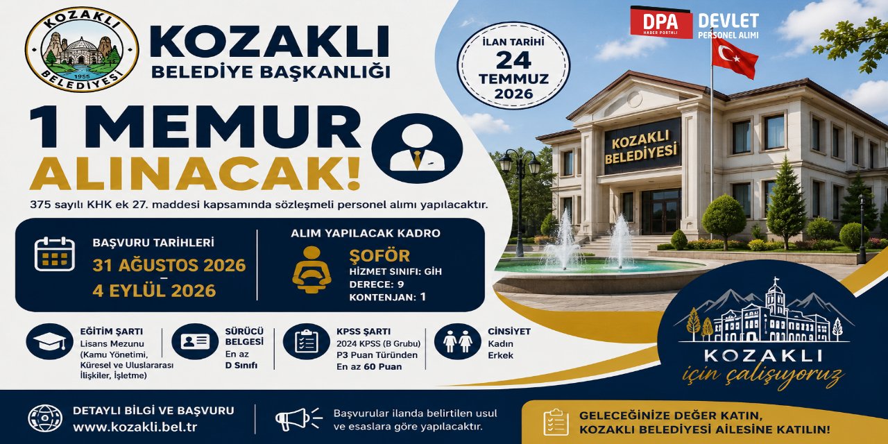 Kozaklı Belediye 1 Personel Alımı 2026 | Başvuru Rehberi