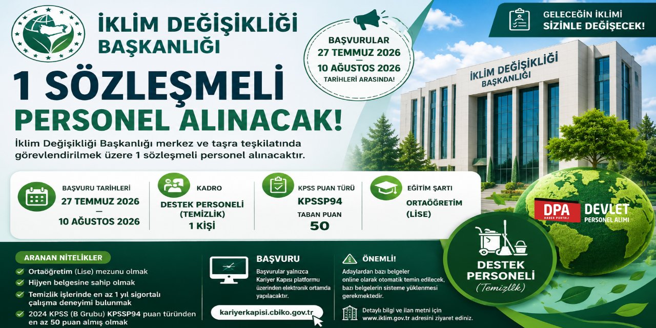 İklim Değişikliği 1 Personel Alımı 2026 | Başvuru Rehberi