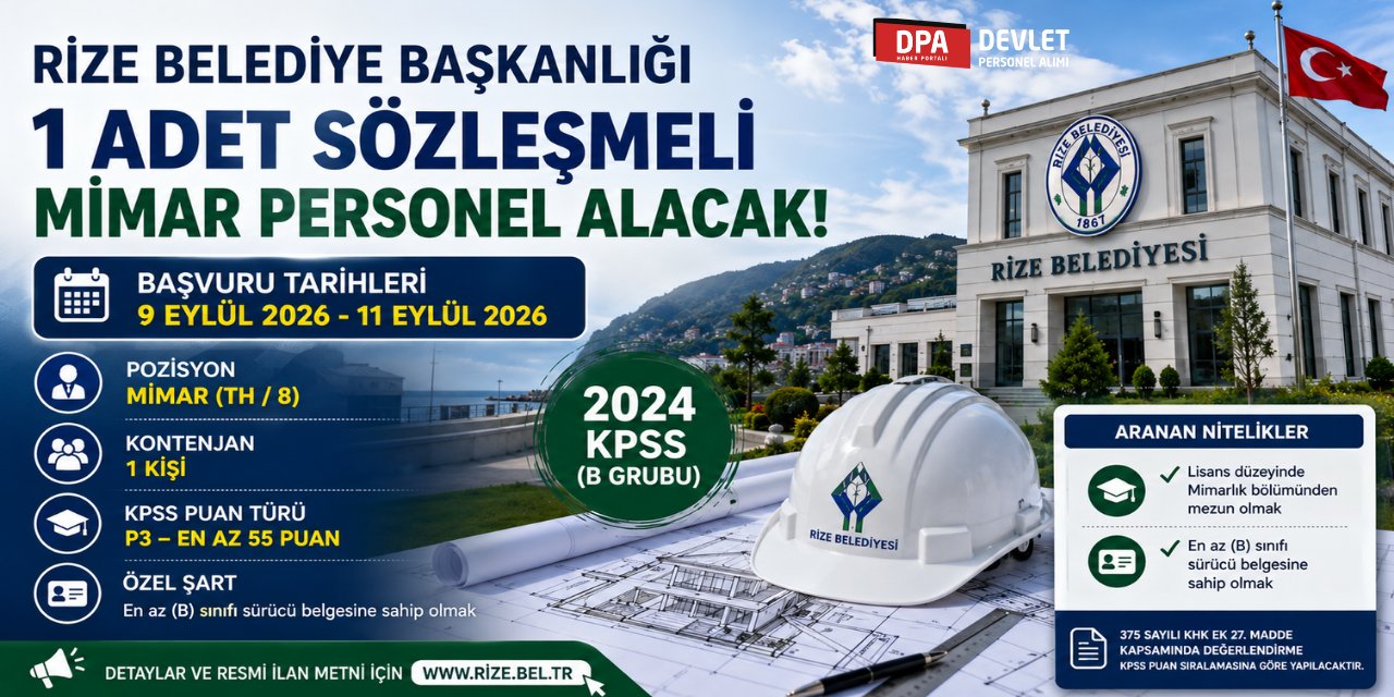 Rize Belediye 1 Personel Alımı 2026 | Başvuru Rehberi