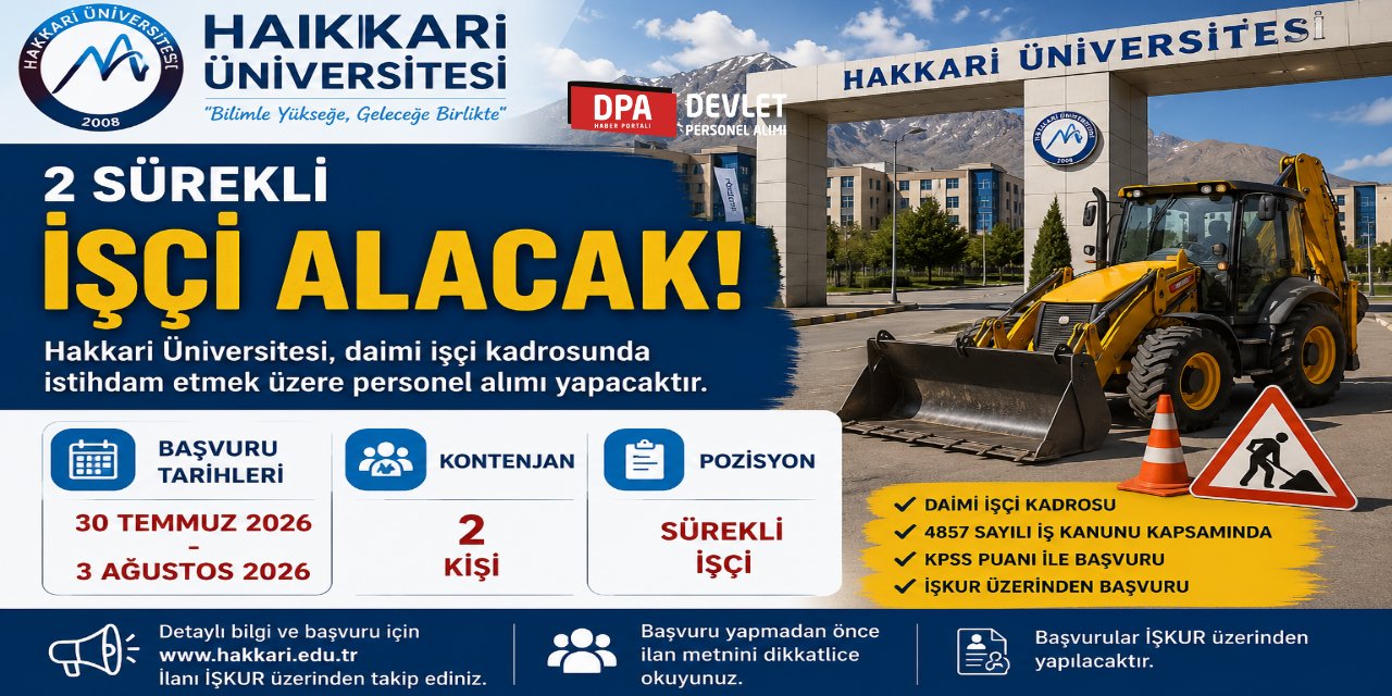 Hakkari Üniversitesi Personel Alım İlanı 2026 | Şartlar