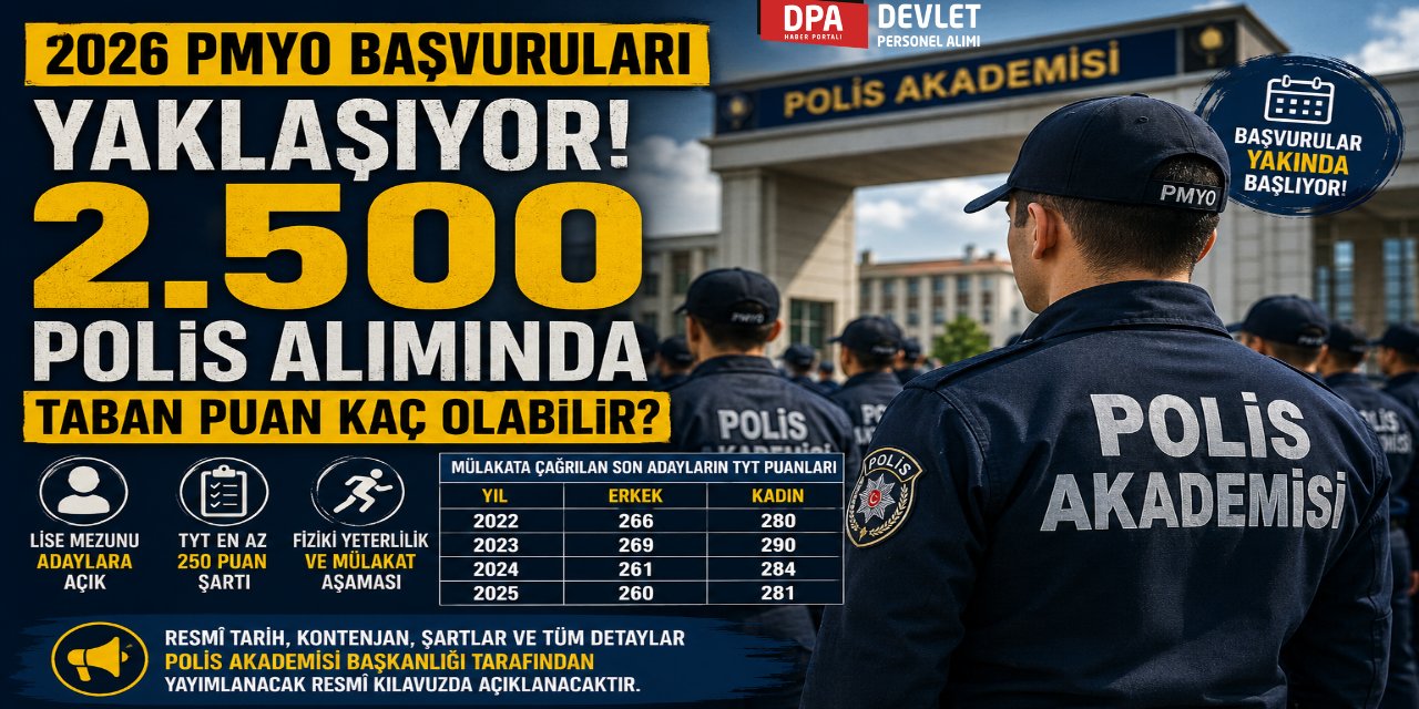 2026 PMYO Başvuruları Yaklaşıyor! 2.500 Polis Alımında Taban