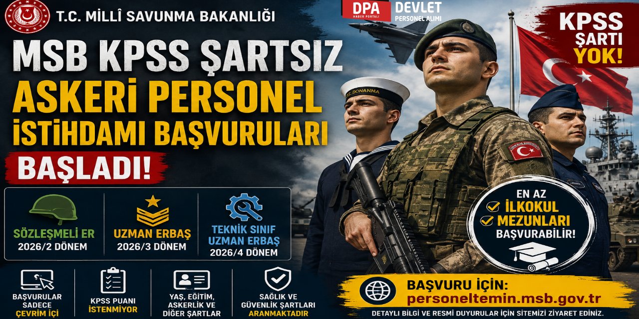 MSB KPSS Şartsız Askeri Personel Alımı Başvurularını Başlattı