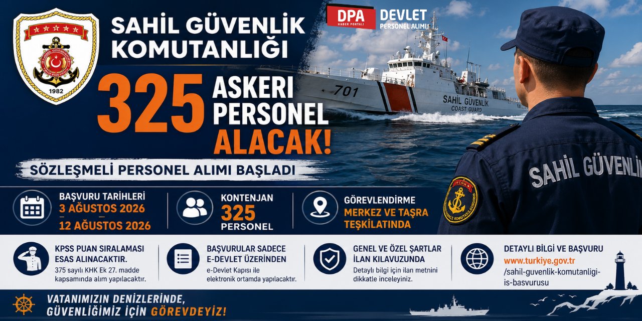 Sahil Güvenlik Komutanlığı Personel Alım İlanı 2026 | Şartlar