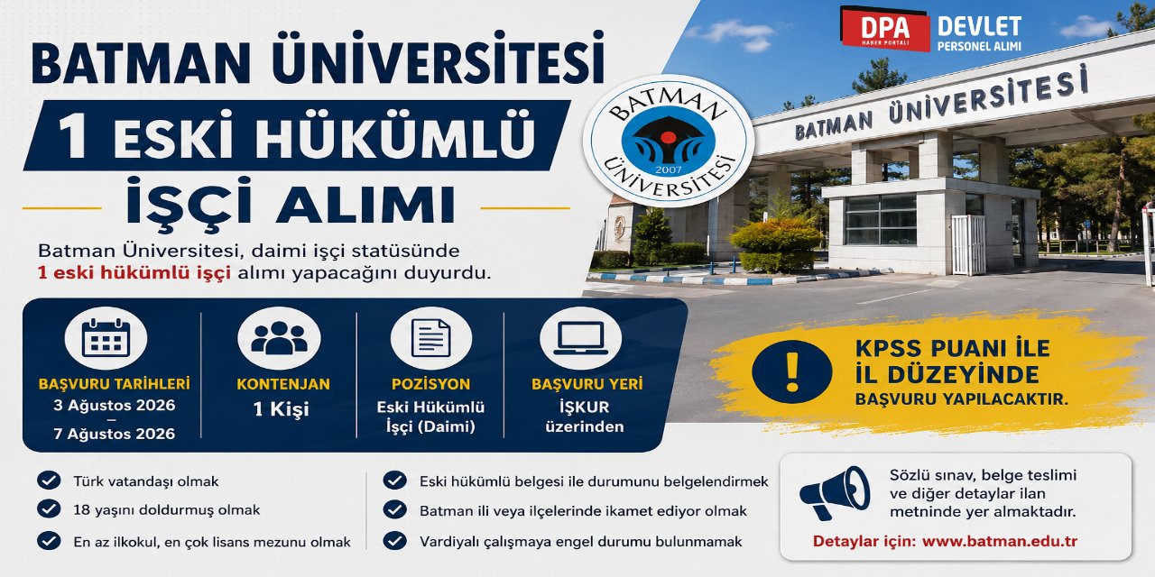 Batman Üniversitesi 1 Personel Alımı 2026 | Başvuru Rehberi