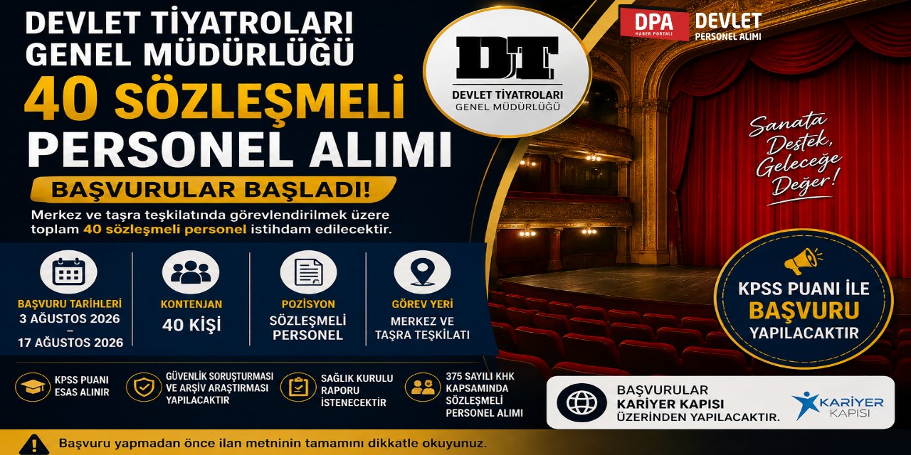 Devlet Tiyatroları 40 Personel Alımı 2026 | Başvuru Rehberi