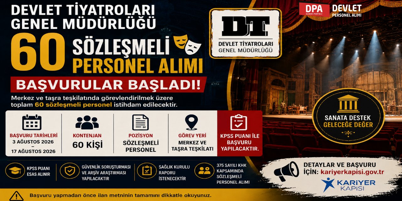 Devlet Tiyatroları 60 Personel Alımı 2026 | Başvuru Rehberi