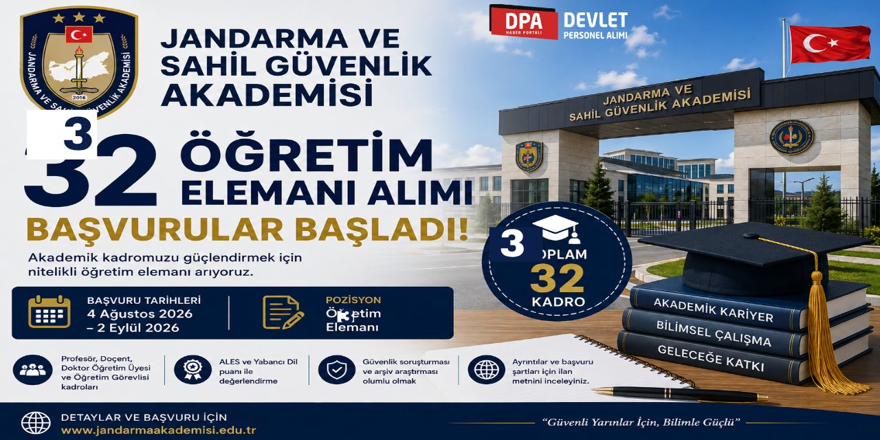 Jandarma Ve Sahil Güvenlik Akademisi 32 Personel Alımı 2026 | Başvuru