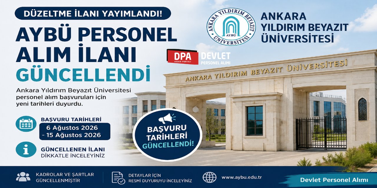 Ankara Yıldırım Beyazıt Üniversitesi Personel Alım İlanı 2026 |