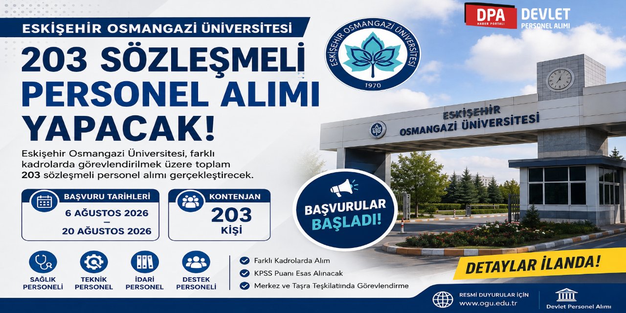 Eskişehir Osmangazi Üniversitesi 203 Personel Alımı 2026 | Başvuru