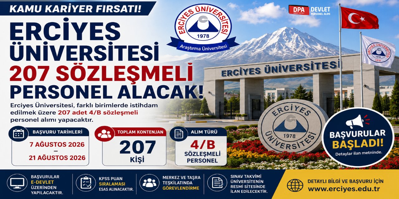 Erciyes Üniversitesi 207 Personel Alımı 2026 | Başvuru Rehberi