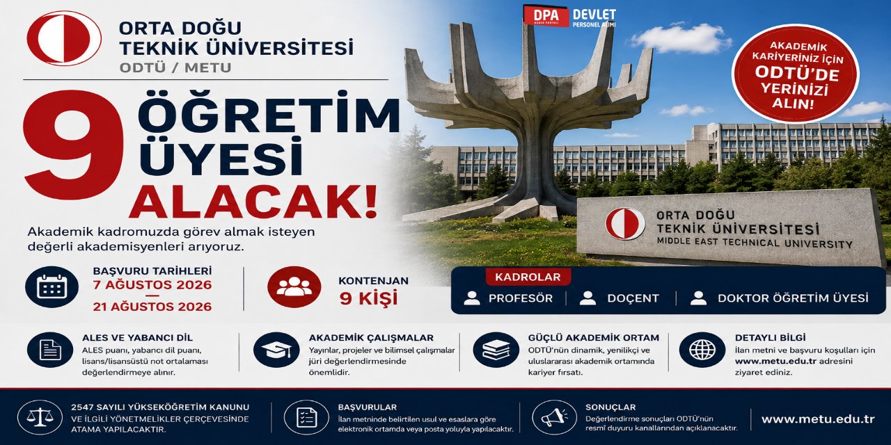 Orta Doğu Teknik Üniversitesi 9 Personel Alımı 2026 | Başvuru Rehberi