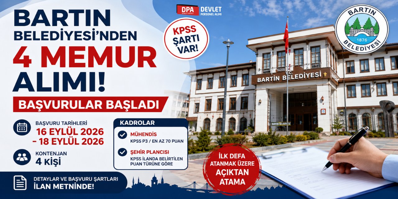 Bartın Belediye 4 Personel Alımı 2026 - Başvuru Rehberi