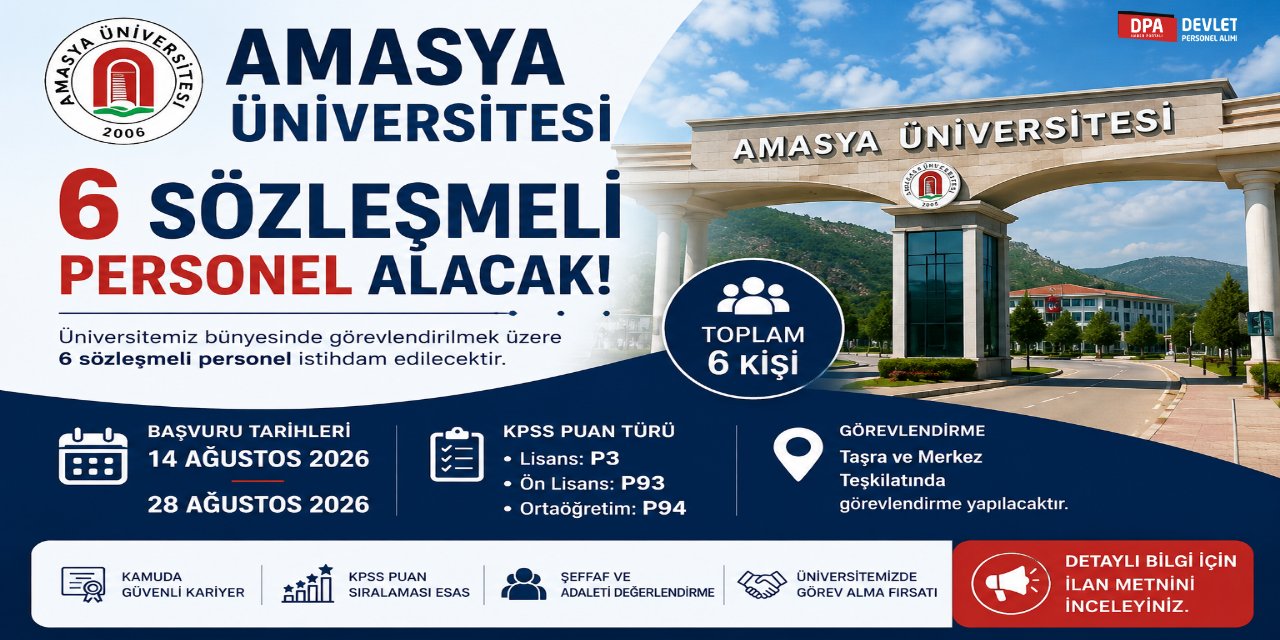 Amasya Üniversitesi 6 Personel Alımı 2026 - Başvuru Rehberi