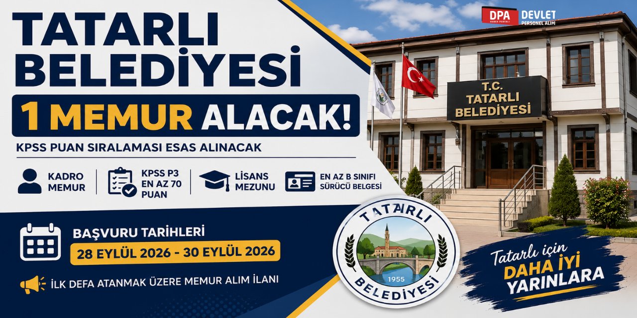 Tatarlı Belediye 1 Personel Alımı 2026 - Başvuru Rehberi